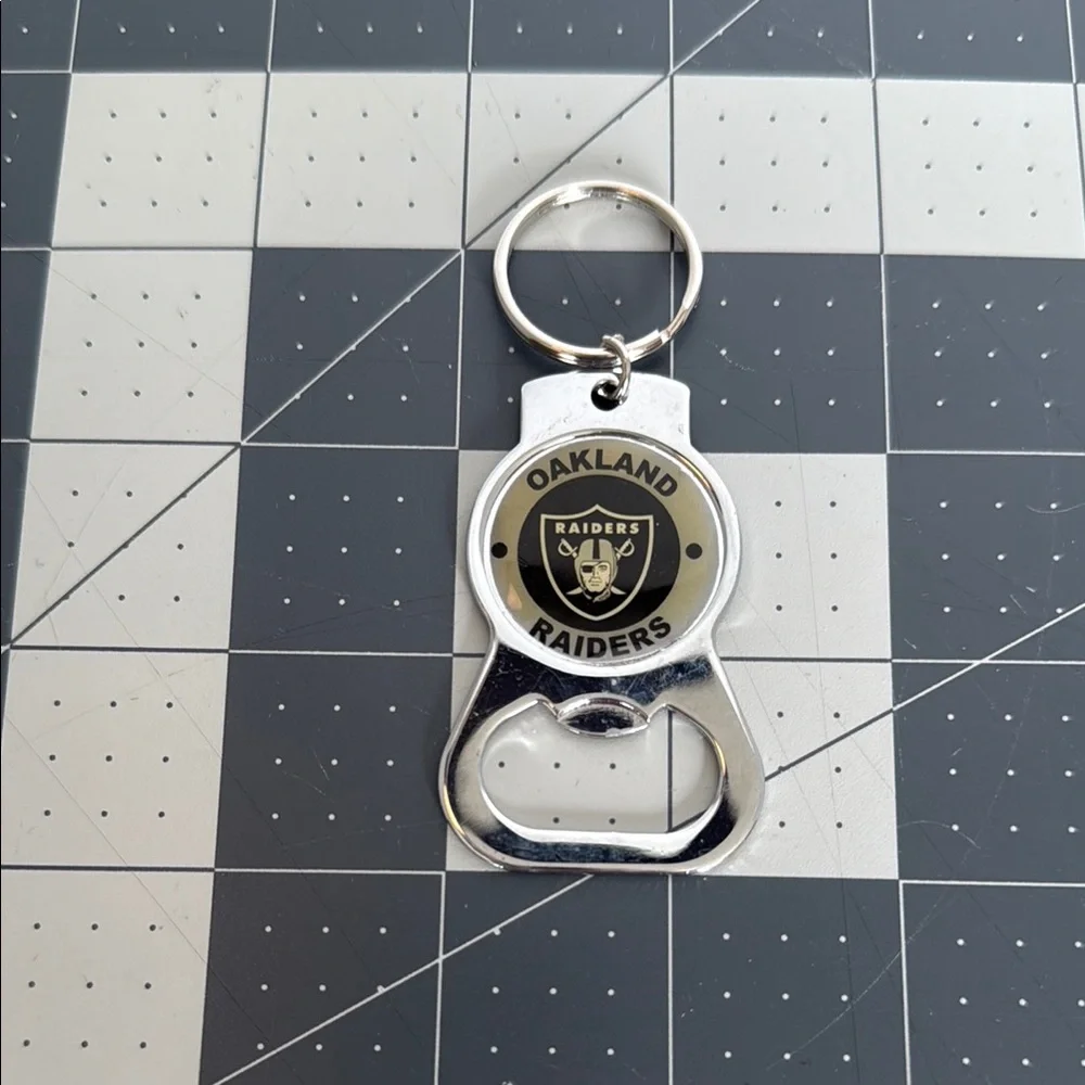 Oakland Raiders Silver Keychain Bottle Opener